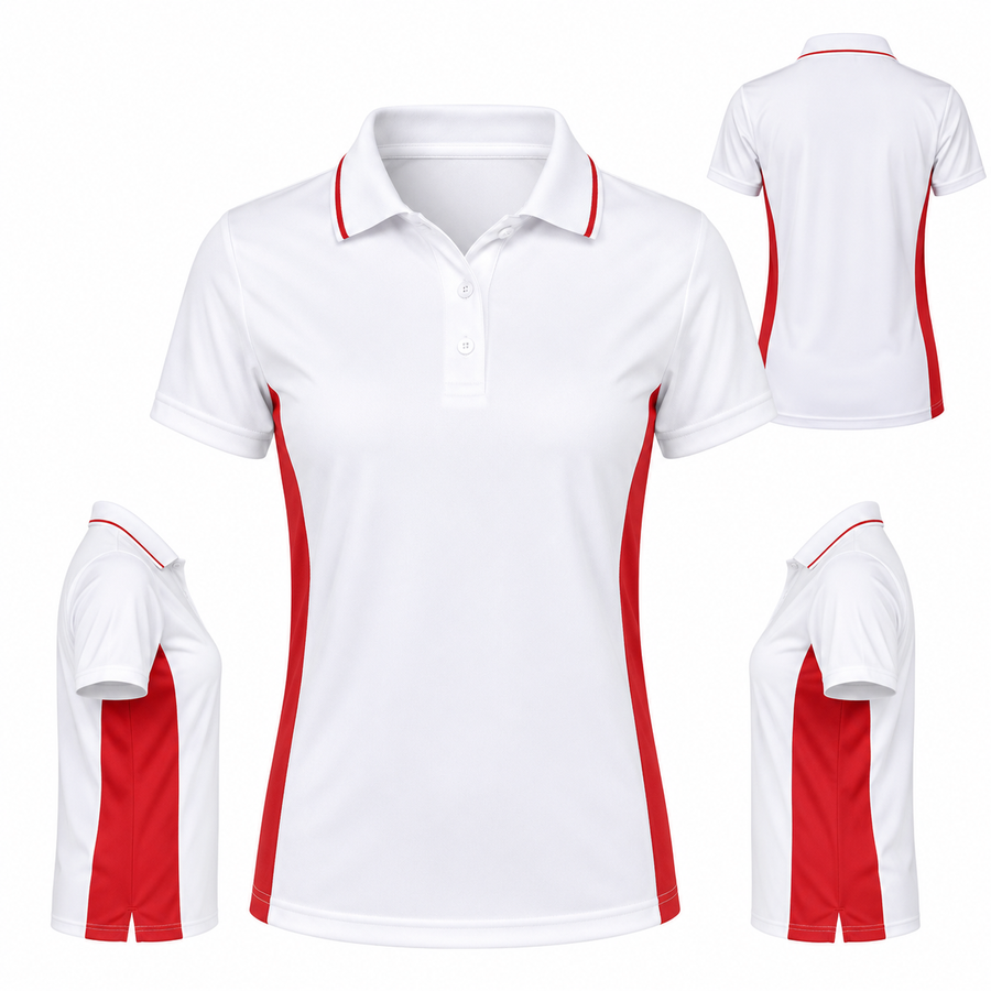 Women's Two-Tone Performance Polo Shirt with Moisture-Wicking Comfort