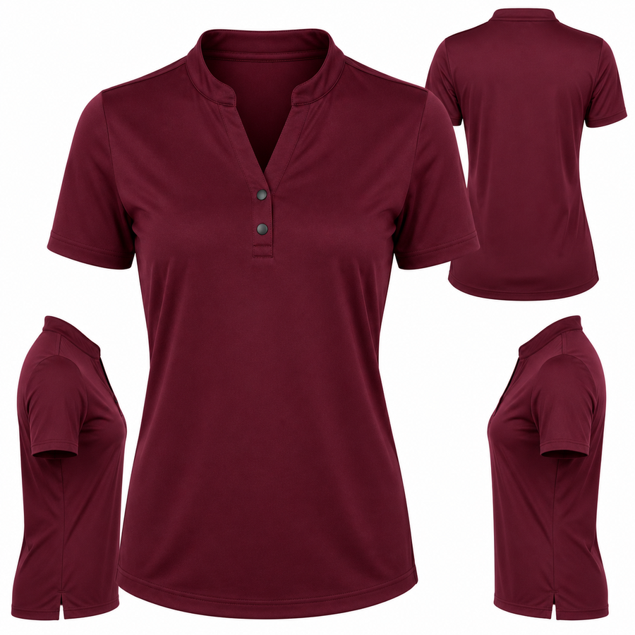 Women's Stretch Performance Polo Shirt with Snap-Placket Design